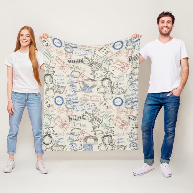 World Postage Stamps Pattern Fleece Blanket (In Situ)