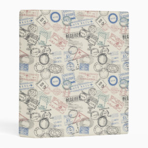 World Postage Stamps Pattern Mini Binder