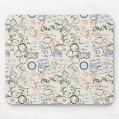 World Postage Stamps Pattern Mouse Pad