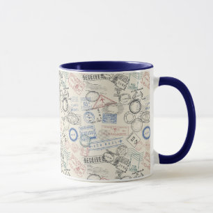 World Postage Stamps Pattern Mug
