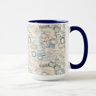World Postage Stamps Pattern Mug