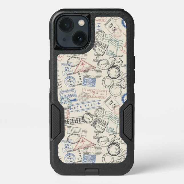World Postage Stamps Pattern Otterbox iPhone Case (Back)