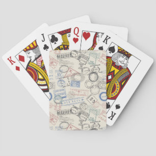 World Postage Stamps Pattern Poker Cards