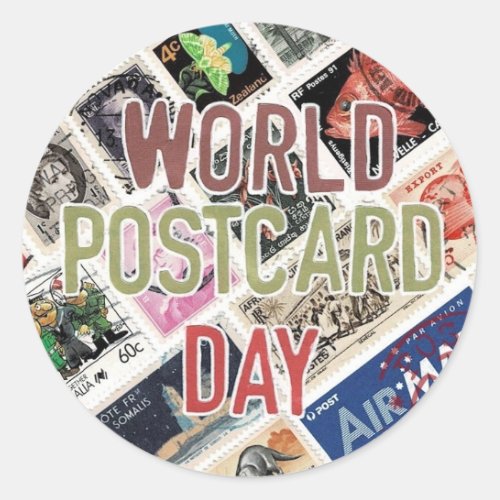 World Postcard Day Classic Round Sticker
