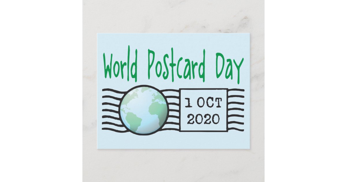 World Postcard Day with earth globe map and postal Zazzle