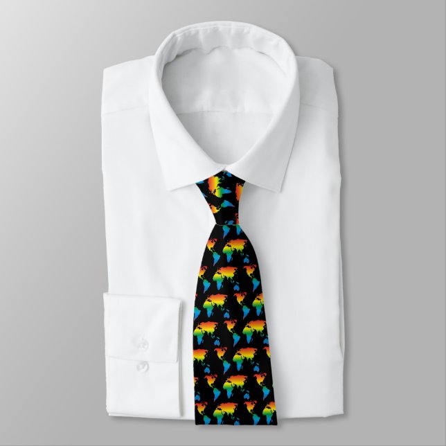 world rainbow 2 pattern black - tie (Tied)