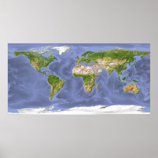 World Relief Map Poster