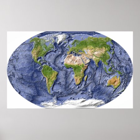 World Relief Map Poster