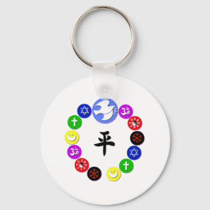World Religion Symbols Keychain