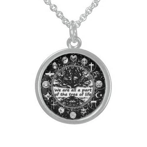 World Religions Peace Tree of Life Sterling Silver Necklace