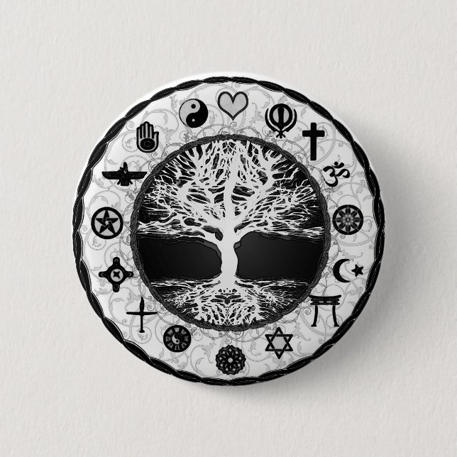 World Religions Tree of Life Pinback Button (Front)