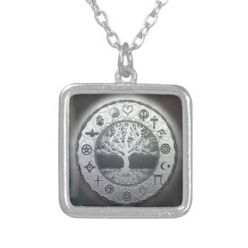 World Religions Tree Of Life Silver Plated Necklace by thetreeoflife at Zazzle