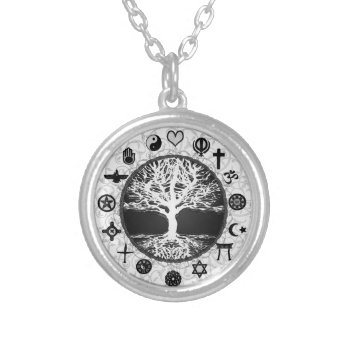 World Religions Tree Of Life Silver Plated Necklace by thetreeoflife at Zazzle