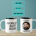 World’s Best Boss Office Two-Tone Coffee Mug<br><div class="desc">Do you have a boss in "The Office" who is absolutely the best? Here is the perfect funny gift for them. It says "World’s Best Boss" on one side, and on the other you can personalize with a name and photo. Look for other variations of the theme in the collection...</div>