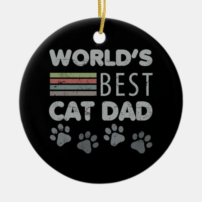 World’s Best Cat Dad Ceramic Ornament (Front)