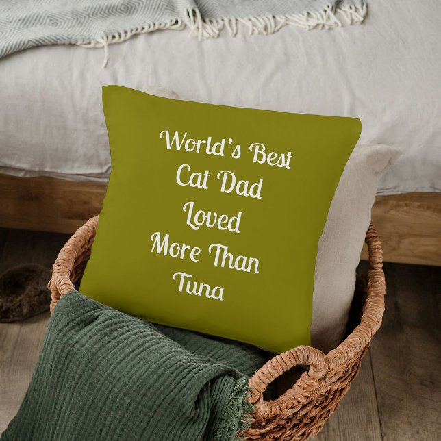 World’s Best Cat Dad Love Gift Personalized Olive Throw Pillow (Creator Uploaded)