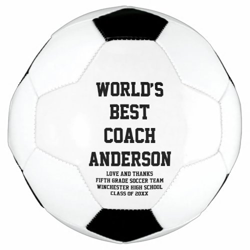 Worlds Best Coach personalized custom text Soccer Ball