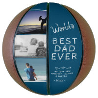 World`s Best Dad Blue Father`s Day Photo Collage Basketball