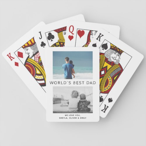 Worlds Best Dad Ever Fathers Day 2 Photo Playing Cards