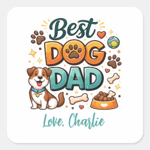 World’s Best Dog Dad Custom Father’s Day Square Sticker