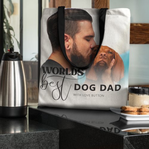 World’s Best Dog Dad Custom Photo Personalized Tote Bag
