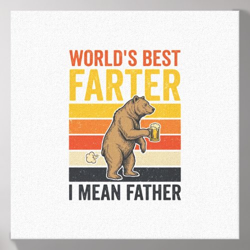 World’s Best Farter Funny Father Bear Canvas Photo Tile