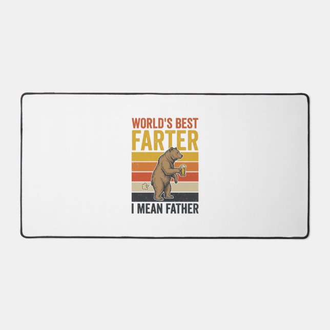 World’s Best Farter Funny Father Bear Desk Mat (Front)
