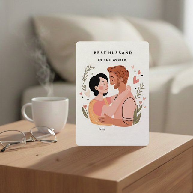 World’s Best Husband In The World Illustrated Card (A sweet way to say he’s the finest.)