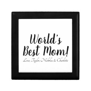 World’s Best Mom black custom script stylish chic Gift Box
