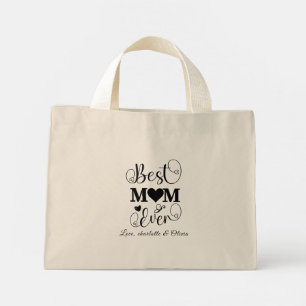 World’s Best Mom black white custom script elegant Mini Tote Bag