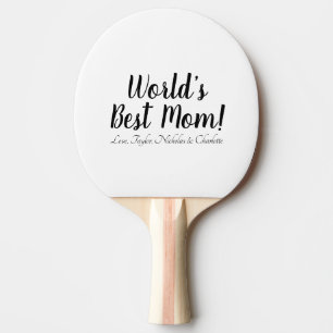 World’s Best Mom black white custom script stylish Ping Pong Paddle