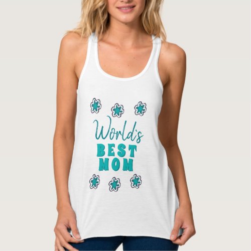 Worlds Best Mom Blue Flowers Floral Mothers Day Tank Top