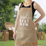 World`s Best Mom Flowers Floral Beige Mother`s Day Apron<br><div class="desc">Cute Floral World`s Best Mom Flowers Floral Beige Mother`s Day Apron. Hand-drawn flowers in beautiful spring colors. Create your own personalized gift for a mother for Mother`s Day,  a birthday or Christmas and add your names. You can change mom to mommy,  mama, ... </div>
