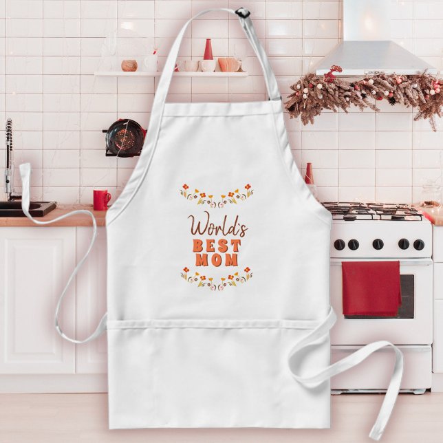 World`s Best Mom Flowers Floral Mother`s Day  Adult Apron (Creator Uploaded)