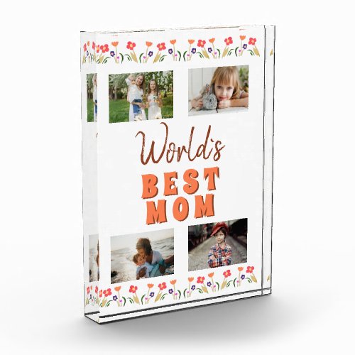 Worlds Best Mom Flowers Floral Mothers Day Photo Block