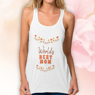 World`s Best Mom Flowers Floral Mother`s Day Tank Top