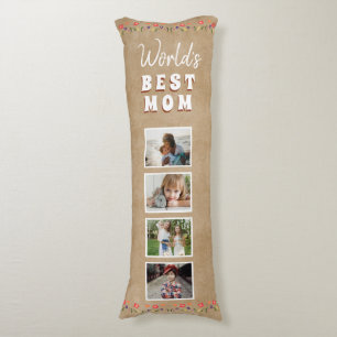 World`s Best Mom Flowers Floral Rustic Photo Body Pillow