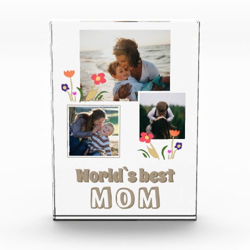 Worlds Best Mom Flowers Mothers Day 3 Photo Block
