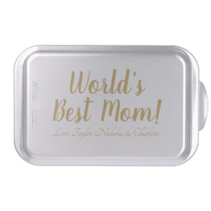 World’s Best Mom gold custom script cute Cake Pan