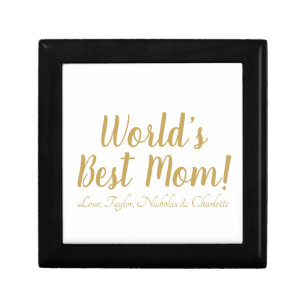 World’s Best Mom gold custom script cute Gift Box