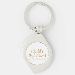 World’s Best Mom gold custom script cute Keychain