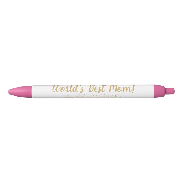 World’s Best Mom gold custom script cute Pen (Front)