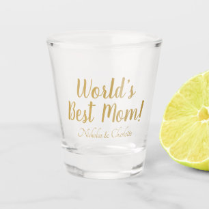 World’s Best Mom gold custom script cute Shot Glass
