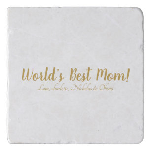 World’s Best Mom gold custom script cute stone Trivet