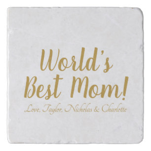 World’s Best Mom gold custom script cute Trivet