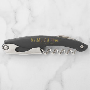 World’s Best Mom gold custom script cute Waiter's Corkscrew