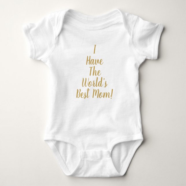 World’s Best Mom gold custom script text cute Baby Bodysuit (Front)