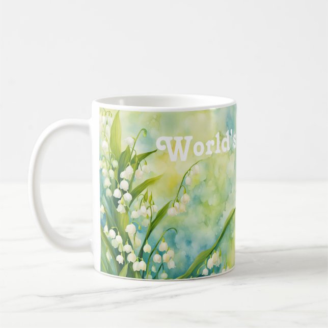 World’s Best Mom, May Birth Month Flowers Coffee Mug (Left)