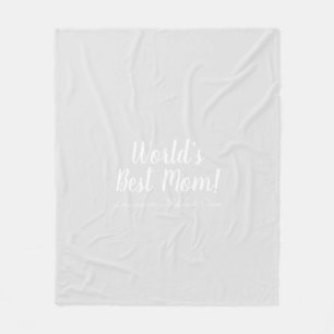 World’s Best Mom pale grey custom script stylish Fleece Blanket
