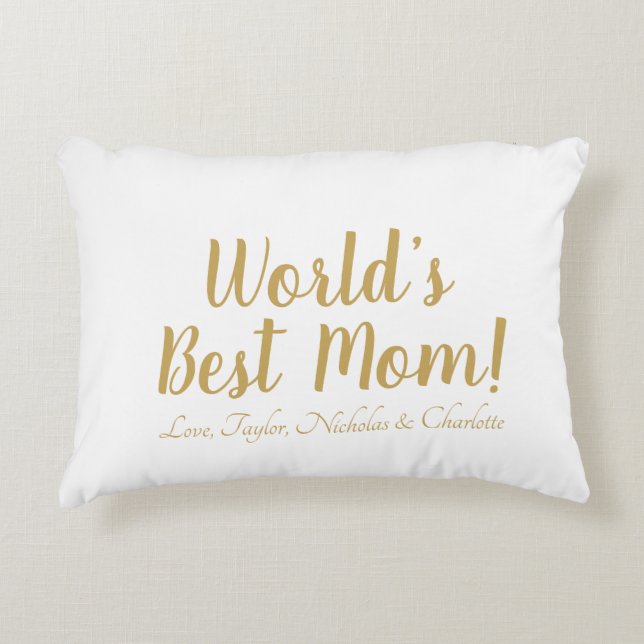 World’s Best Mom personalized custom script cute Accent Pillow (Front)